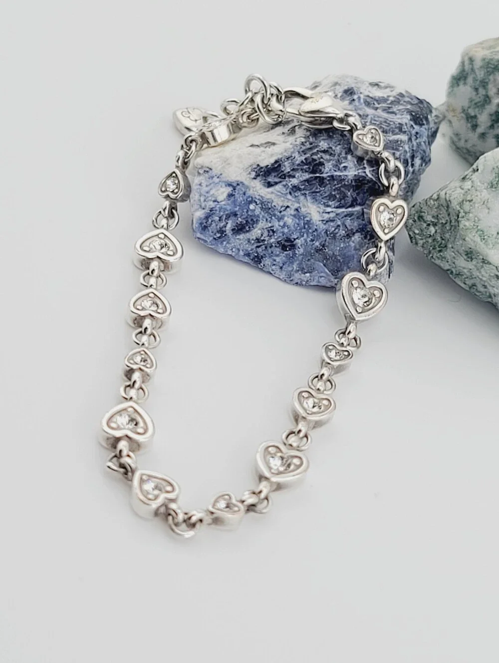 Brighton Meridian "Love Notes" Bracelet! Swarovski Crystal Inset In Heart Links! - Picture 10 of 11
